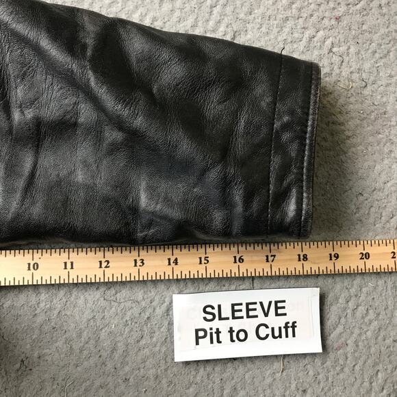 Perry Ellis Portfolio Genuine Leather Lambskin Wool Blend Jacket Womens L Black - Picture 6 of 13